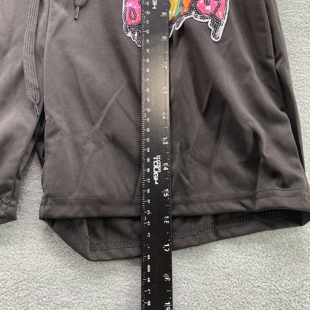 Women Black Bodycon Shirts & Shorts with Sequined Front Logo Set Size XL (A41) - Picture 7 of 13